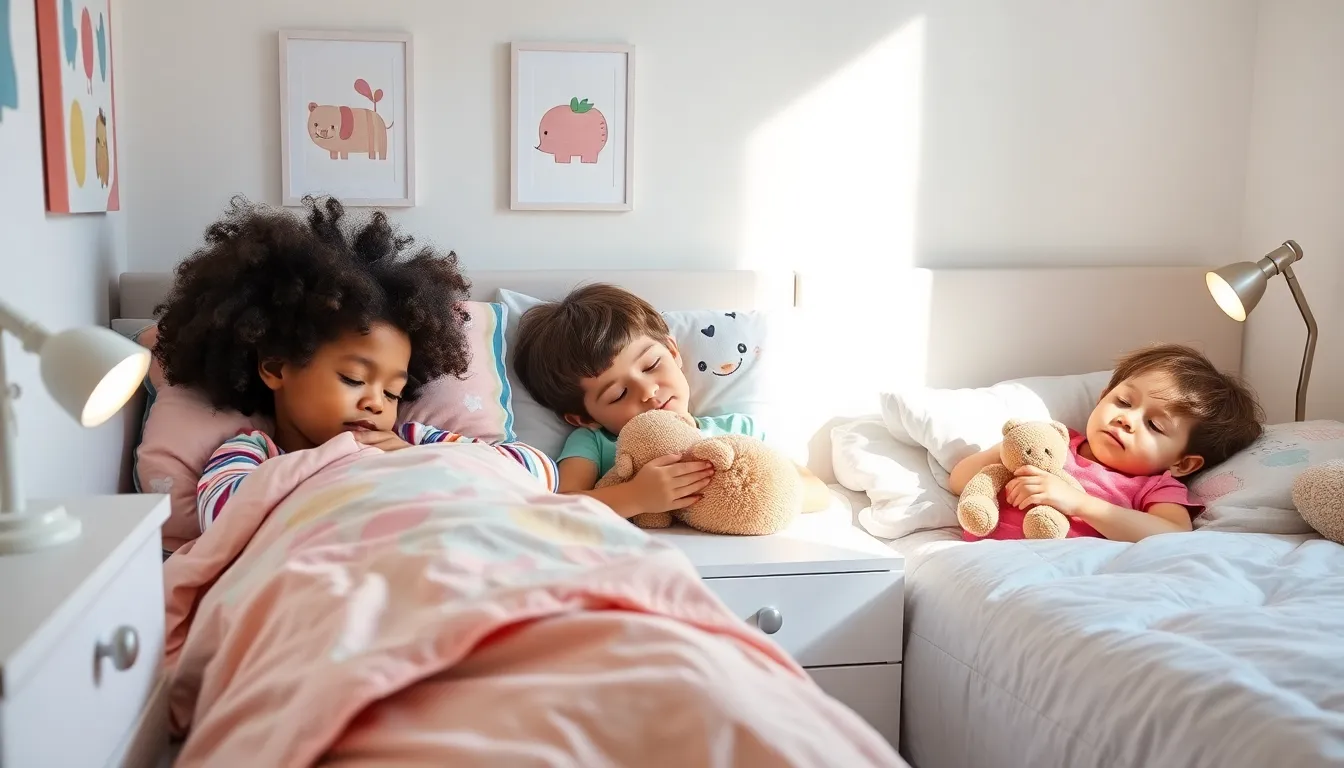 children sleeping in a cozy, well-decorated bedroom.
